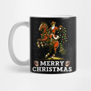 Cute Cowboy Santa Riding A Horse Christmas Mug